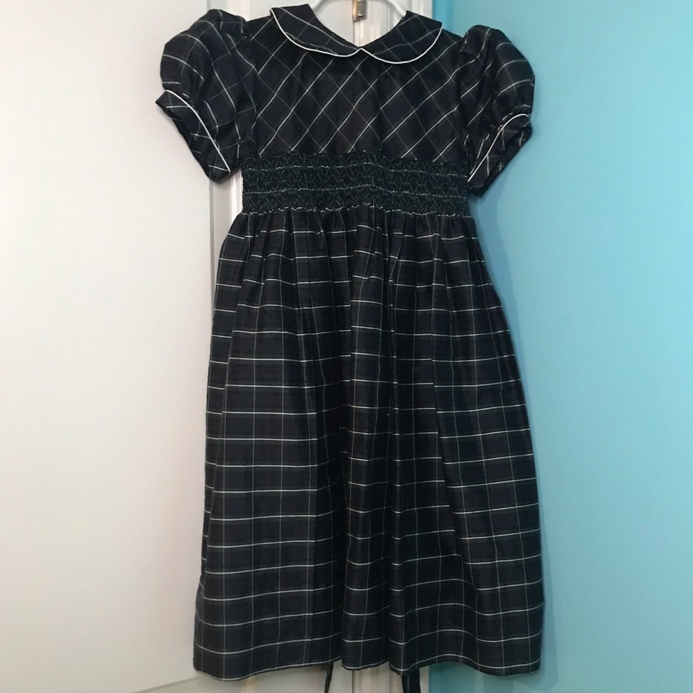 navy and green plaid dress!!